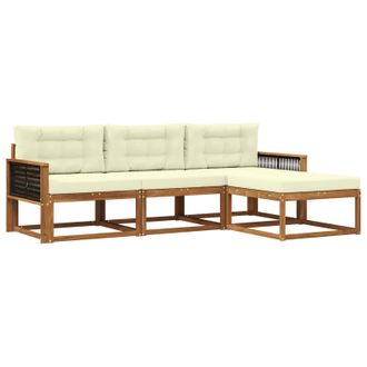 vidaXL Conjunto De Sof&aacute;s De Exterior Con Coj&iacute;n 4 Pcs Natural Y Crema Vidaxl