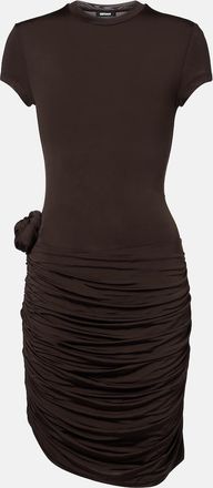 Rotate Draped knot-detail jersey minidress