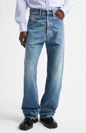 Maison Margiela Five-Pocket Straight Leg Jeans in Medium Blue at Nordstrom, Size 28