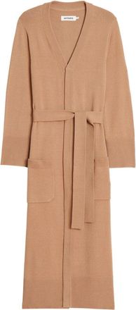 Apparis long waisted-belt cardigan - women - Recycled Viscose/Nylon/Polyester - M - Neutrals