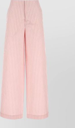Alberta Ferretti striped embroidered wide-leg trousers