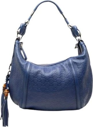 Gucci Pre-owned Shoulder Bags, female, Blue, Size: ONE SIZE Pre-owned Techno Horsebit Bag