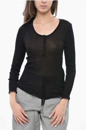 Isabel Marant Ribbed T-Shirt LAMYLIC with Buttons size L