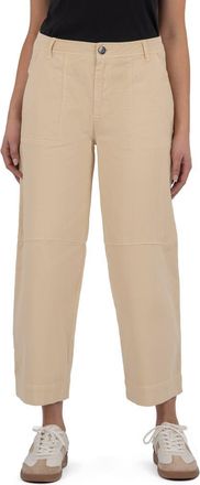 Kut from the Kloth Ashton Crop Barrel Linen Blend Pants in Cream at Nordstrom, Size 6