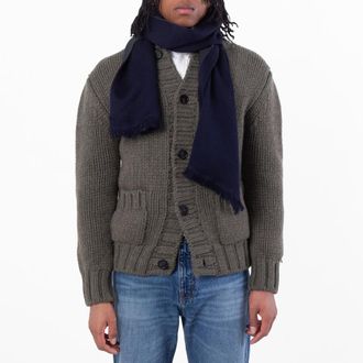 Emporio Armani Wool Scarf With Jacquard Logo Lettering, Size One Size