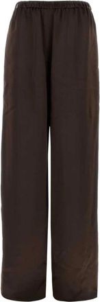Ferragamo Satijnen Palazzo Broek - Dames - Wijde Broeken - Bruin - 2XS - Satijn - Broeken