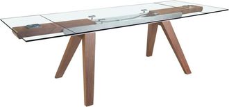 Angel Cerd&aacute; Mesa comedor extensible rectangular cristal templado y nogal