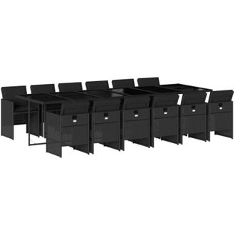 vidaXL Vidaxl - Set da Pranzo da Giardino 13pz con Cuscini Nero in Polyrattan