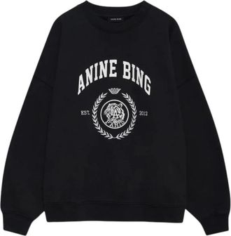 Anine Bing Miles Collegiate Sweatshirt - Dames - Sweatshirts - Zwart - S - Katoen - Hoodies & sweatvesten