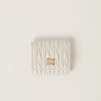 Miu Miu Small Matelass&eacute; Nappa Leather Wallet, Woman, White