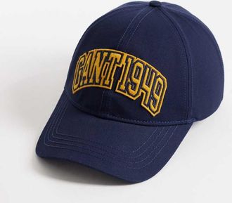 GANT Cappellino con visiera in twill di cotone blu navy con logo stile college