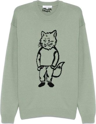Maison Kitsun&eacute; Heren, Truien, Groen, Maat: XL