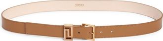 Versace Greca Goddess Leather Belt in Fudge-Versace Gold at Nordstrom, Size 105