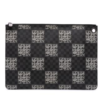 Louis Vuitton Pre-owned Womens Checkerboard Floral Pouch - Dark Grey Textile - One Size