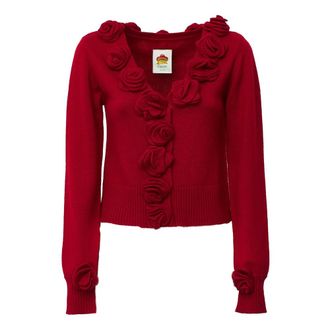 Farm Rio Farm Rio - V-hals gebreid vest - Dames - Truien - Rood - Maat: S Zijde