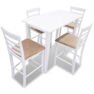 vidaXL Vidaxl - Set Tavolo Da Bar In Legno Bianco E 4 Sedie Da Bar