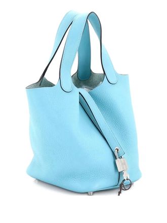 Herm&egrave;s Borsa a secchiello Picotin Lock PM in pelle Clemence - Blu