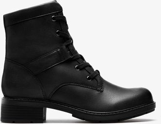 Clarks Hearth Parker Zwarte Leren Boots