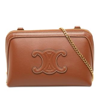 Celine Pre-owned Celine Smooth Calfskin Cuir Triomphe Clutch on Chain Ladies KBTC5GJLNUWWB33O