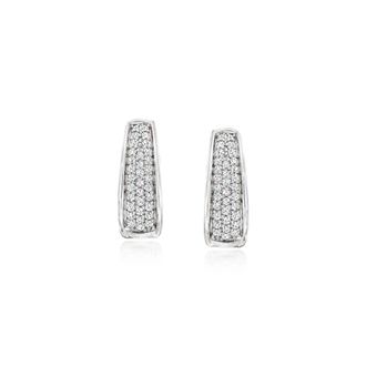 Ross-Simons Pave Diamond Hoop Earrings in Sterling Silver