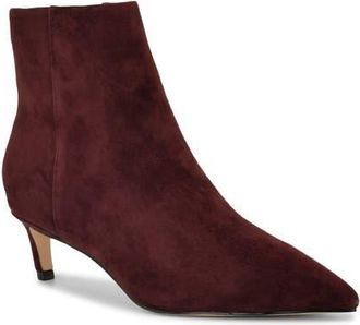 Nine West Brite Pointed Toe Kitten Heel Bootie in Dark Red Suede at Nordstrom, Size 9