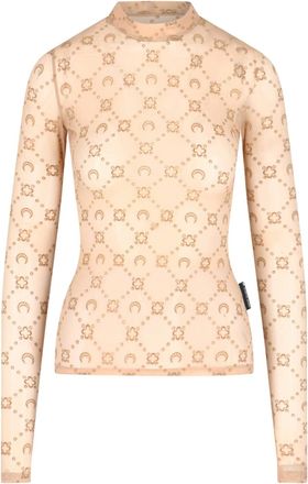 Marine Serre Top moonogram Mesh Flock