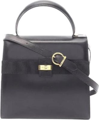 Ferragamo Pre-owned Vara Ribbon Leather 2way Bag - Dames - Vintage Handtas - Zwart - ONE Size - Leer - Vintage