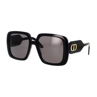 Dior Sunglasses, unisex, Black, 55 MM, Modern Square Sunglasses with Gold Logo
