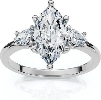 Pompeii3 1 1/3Ct Marquise & Pear Shape Diamond 3 Stone Engagement Ring 14k Gold Lab Grown