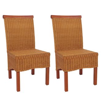 Hhg Hhg - Lote De 2 Sillas De Comedor Silla De Mimbre Silla M42, Rat&aacute;n, Sin Coj&iacute;n De Asiento