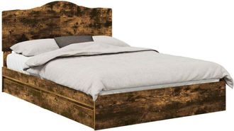 vidaXL Storage Bed with Drawer Smoked Oak 140 x 200 cm Engineered Wood vidaXL
