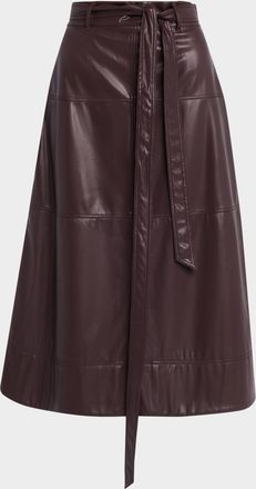 Tanya Taylor Hudley Vegan Leather Midi Skirt