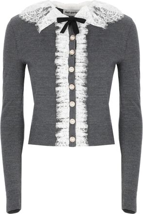 Self Portrait Grey Lace Collar Cardigan