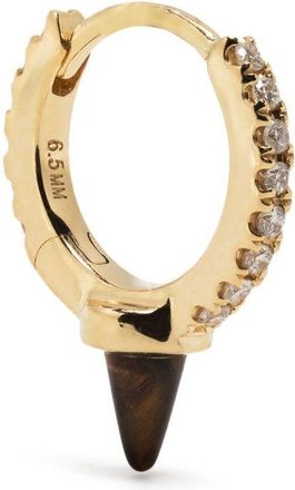 Maria Tash 18K Yellow Gold Eternity Spike Diamond And Tigers Eye Single Hoop Earring - Womens - 18kt Yellow Gold