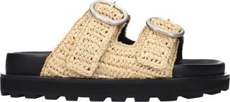 Jil Sander Beige Raffia Womens Slippers