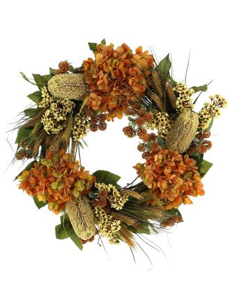 Creative Displays Inc. 26 Fall Wreath With Hydrangeas, Lilacs And Wheat