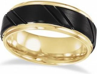 Allurez Tungsten Wedding Band Black PVD & 18K Yellow Gold PVD (8mm)