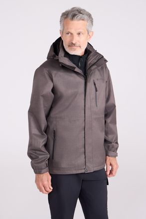 Mountain Warehouse Bracken Mens 3 in 1 Extreme Waterproof Jacket Warm Hooded Zip Up Winter Coat Grey