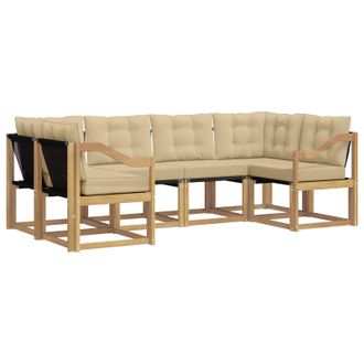 vidaXL Conjunto De Sof&aacute;s De Exterior Con Coj&iacute;n 6 Pcs Y Beige Vidaxl