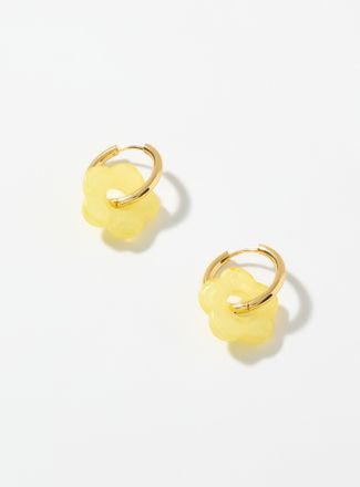Simons Womens Sheer flower Hoop Earrings