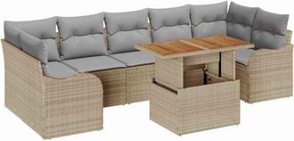 vidaXL Garden Sofa Set with Storage 8 pcs Beige Poly rattan Vidaxl