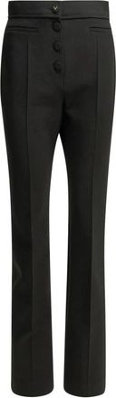 Valentino Geklede broek met hoge taille en knoopsluiting - Dames - Straight fit broeken - Zwart - S - Broeken