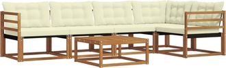 vidaXL Conjunto De Sof&aacute;s De Exterior 6 Uds. Natural Y Crema Vidaxl