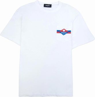 Dsquared2 Mens Dsquared2 Pocket Ds2 Logo T Shirt White 100 - Size: 42