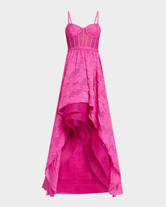 Bcbgmaxazria High-Low Fil Coupe Corset Gown