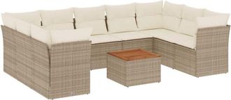 vidaXL Juego De Sof&aacute;s Jard&iacute;n Con Cojines Beige 10 Pzas Rat&aacute;n Sint&eacute;tico Vidaxl