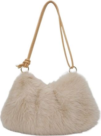Generic Womens Plush Bags Womens Autumn And Winter Handbag Imitation Fur Plush Underarm Bag Solid Color Large Capacity Shoulder
