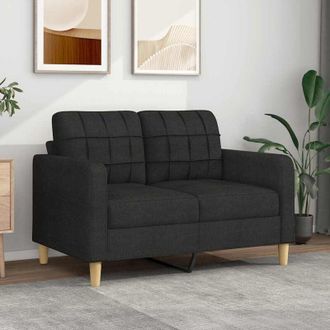 vidaXL Divano a 2 Posti Nero 120 cm in Tessuto - Vidaxl