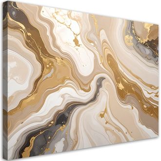 Feeby Cuadro Sobre Lienzo Abstracci&oacute;n De M&aacute;rmol Glamur En Beige 100x70