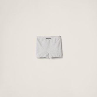 Miu Miu Seamless M&eacute;lange Knit Boxer Shorts, Woman, Grey, Size XLXXL